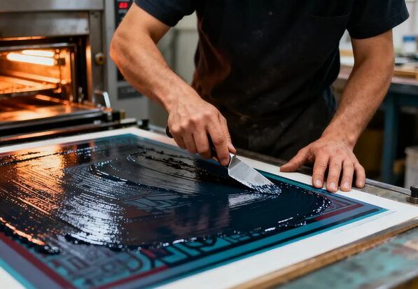 esempio stesura inchiostro telaio serigrafico